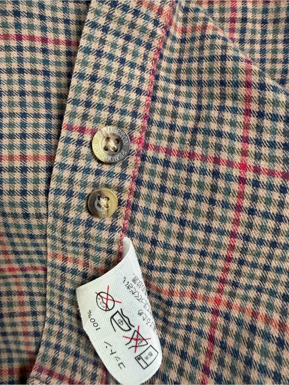 Pendleton Men's Button-Up Plaid Shirt - Brown & Red 100% Cotton